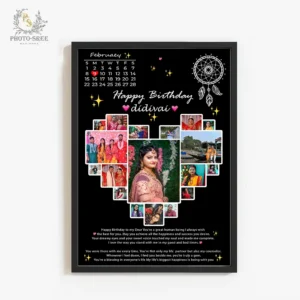 Heart Shape Birthday Collage Photo Frame
