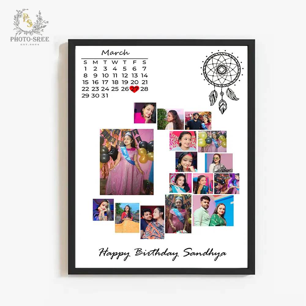Moon shape birthday photo frame photosree